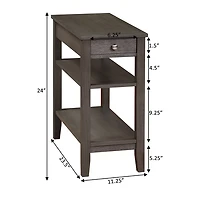 Gray 2-Shelf Charging Accent Table