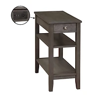 Gray 2-Shelf Charging Accent Table