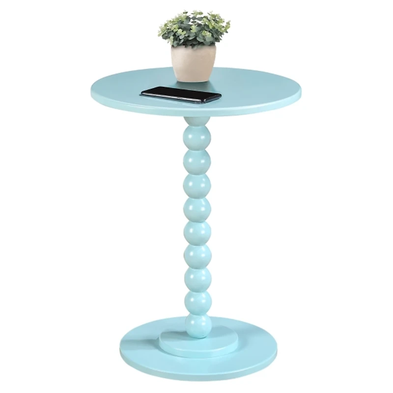 Blue Beaded Spindle Accent Table