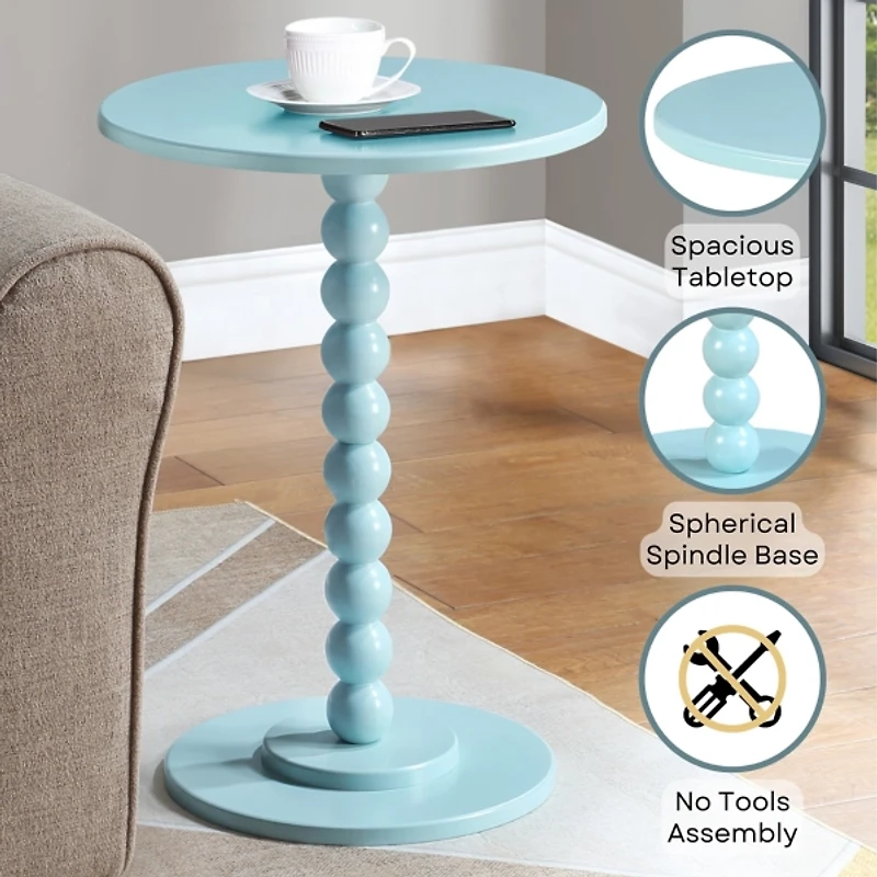Blue Beaded Spindle Accent Table