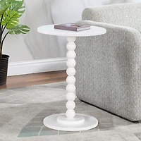 White Beaded Spindle Accent Table