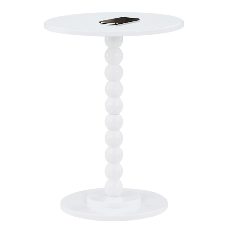 White Beaded Spindle Accent Table