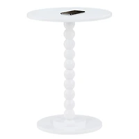 White Beaded Spindle Accent Table
