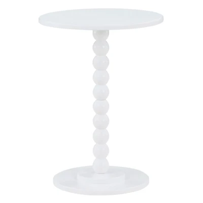 White Beaded Spindle Accent Table