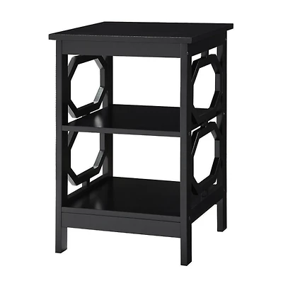 Black Octagon 2-Shelf Accent Table