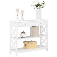 White X-Frame 2-Shelf Console Table
