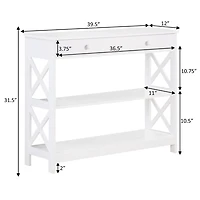 White X-Frame 2-Shelf Console Table