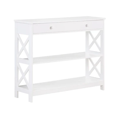 White X-Frame 2-Shelf Console Table