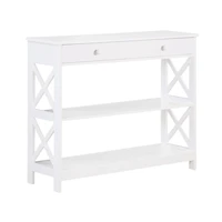 White X-Frame 2-Shelf Console Table