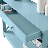 Light Blue X-Frame 2-Shelf Console Table