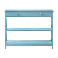 Light Blue X-Frame 2-Shelf Console Table