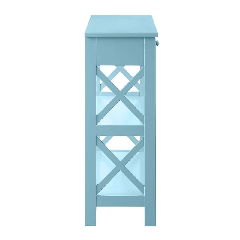 Light Blue X-Frame 2-Shelf Console Table