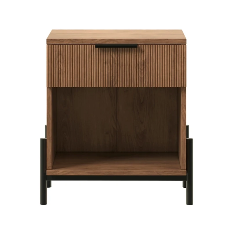 Mocha Reeded Drawer Nightstand