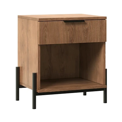 Mocha Reeded Drawer Nightstand