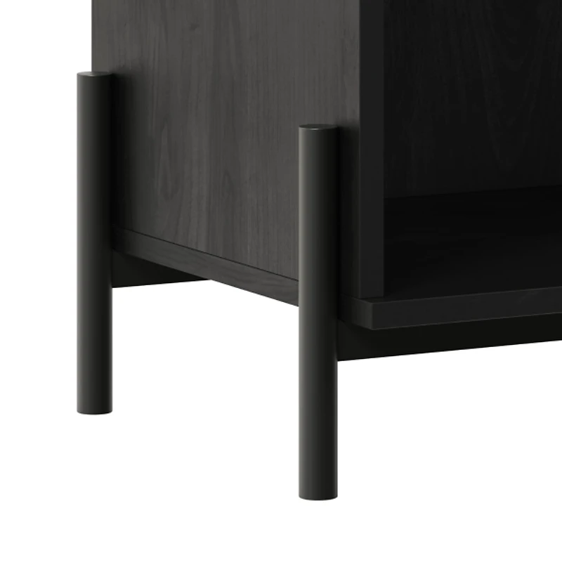 Black Reeded Drawer Nightstand