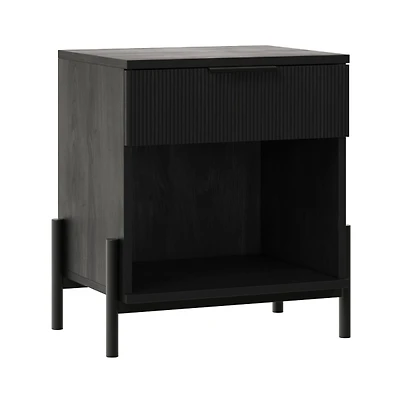 Black Reeded Drawer Nightstand