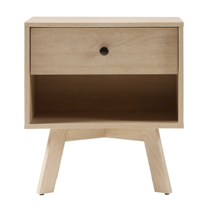 Coastal Oak Wood Mid-century Modern Nightstand