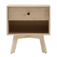 Coastal Oak Wood Mid-century Modern Nightstand