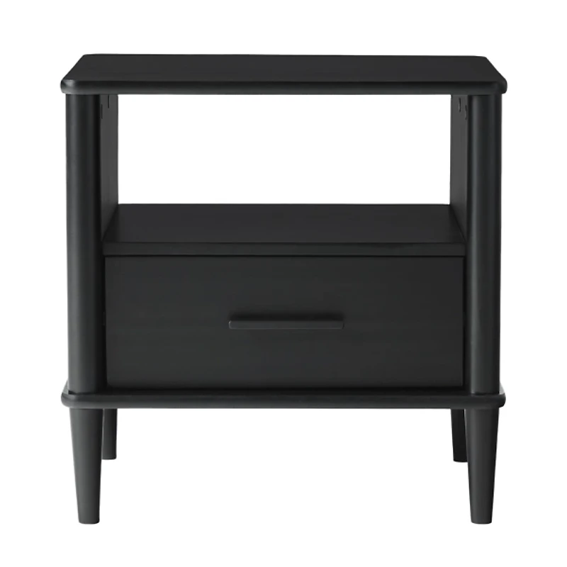 Black Wood Spindle Leg Nightstand