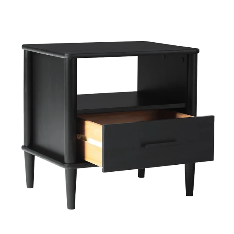 Black Wood Spindle Leg Nightstand