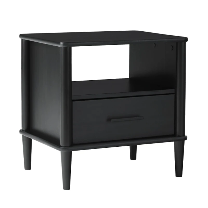 Black Wood Spindle Leg Nightstand
