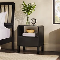 Black Wood Rounded Edge Nightstand