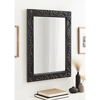 Black Wood Ornate Carved Wall Mirror