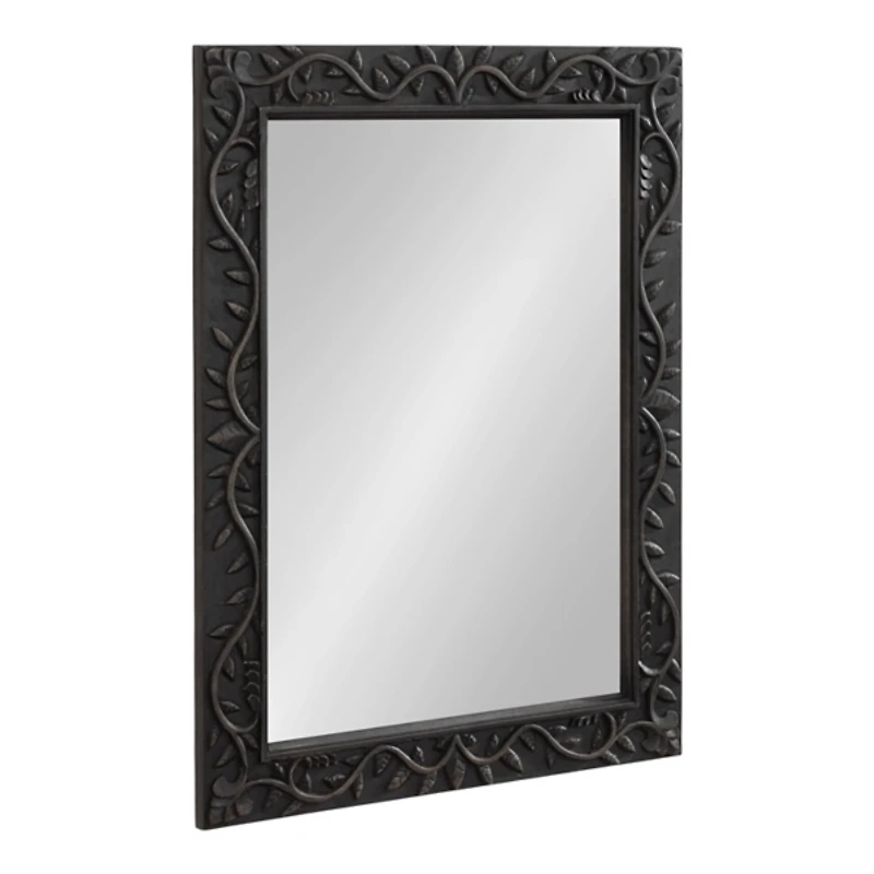 Black Wood Ornate Carved Wall Mirror