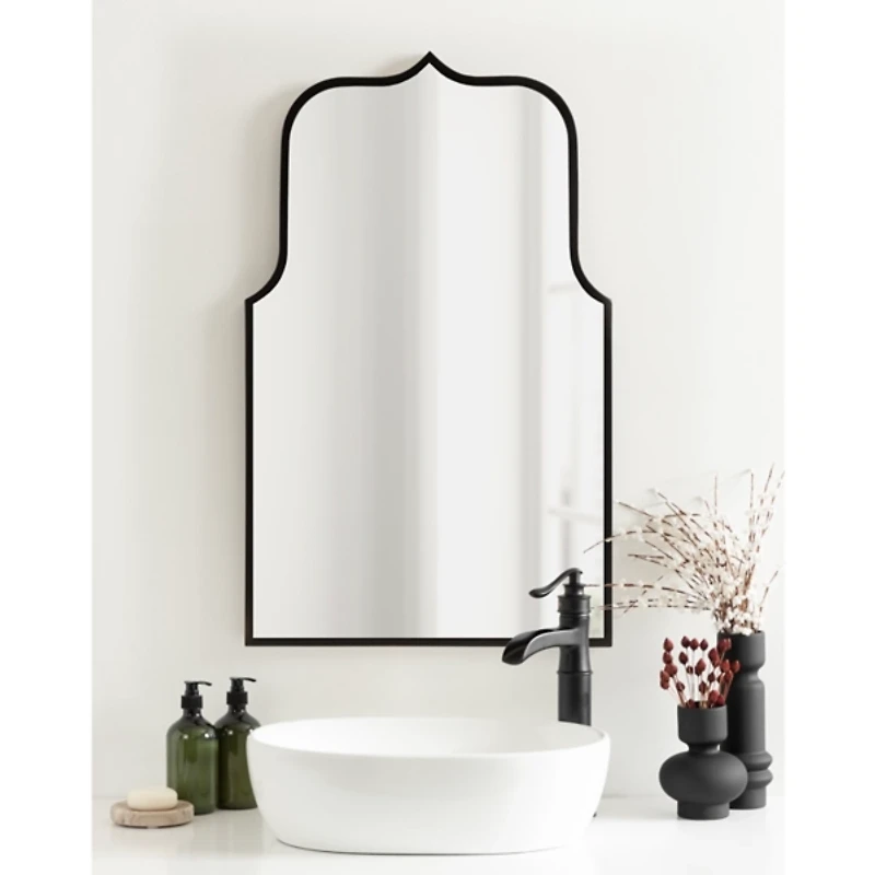 Satin Black Arched Scallop Wall Mirror