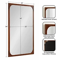 Warm Walnut Rounded Rectangle Wall Mirror