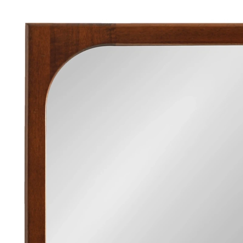 Warm Walnut Rounded Rectangle Wall Mirror