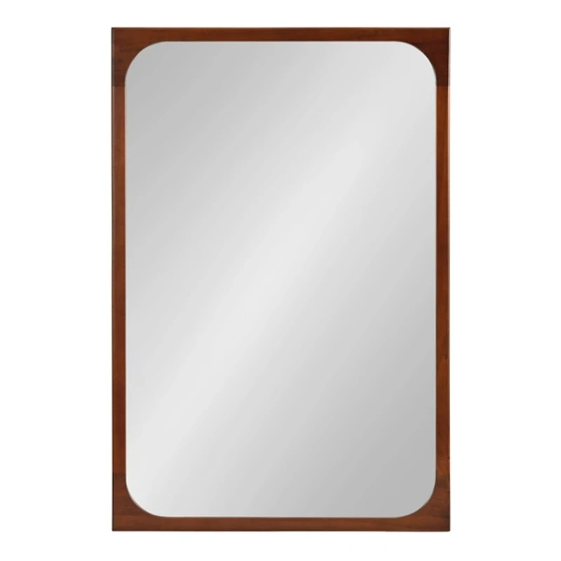 Warm Walnut Rounded Rectangle Wall Mirror