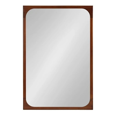 Warm Walnut Rounded Rectangle Wall Mirror