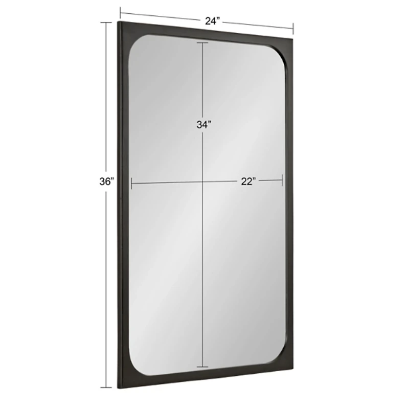 Black Rounded Rectangle Wall Mirror