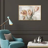 Simply Spring Peach Framed Canvas Art Print