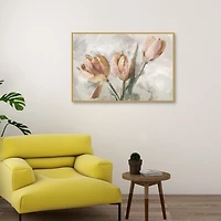 Simply Spring Peach Framed Canvas Art Print