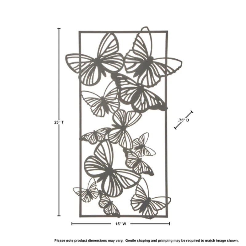 Black Metal Butterfly Panel Wall Plaque