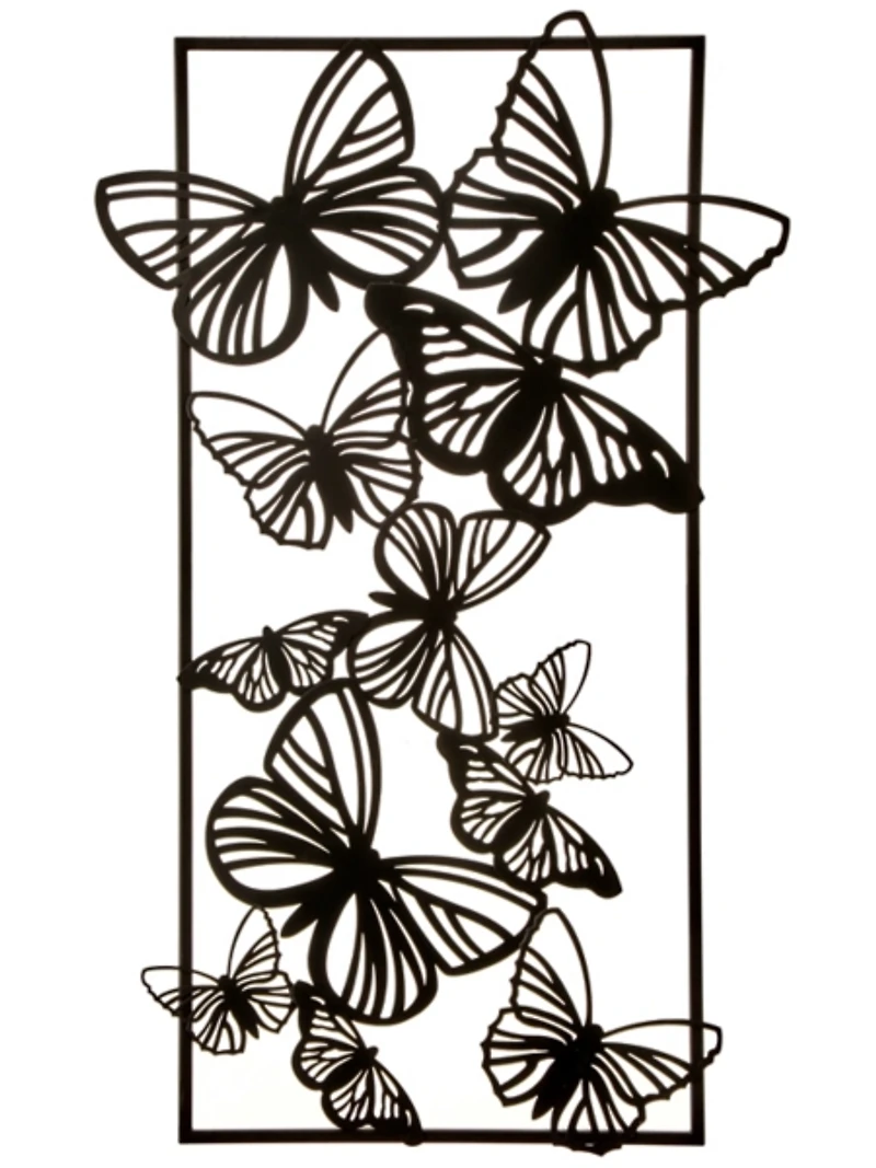 Black Metal Butterfly Panel Wall Plaque