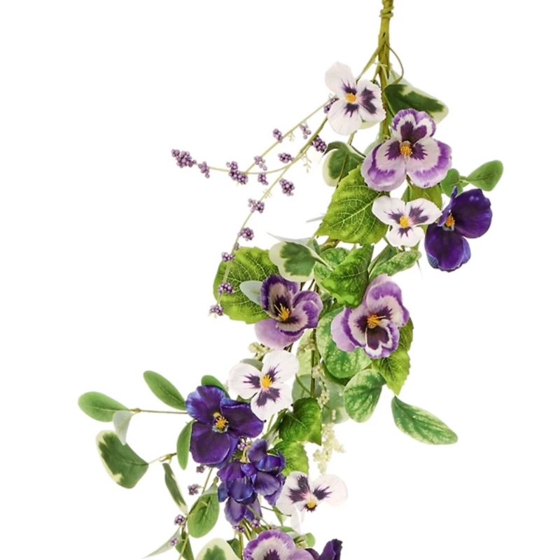 Purple Pansy Floral Garland