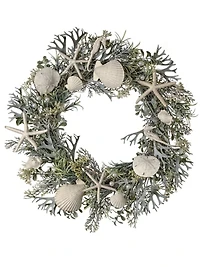Coastal Shell and Coral Fern Wreath
