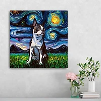 Aja Trier Boston Terrier Starry Night Canvas Print