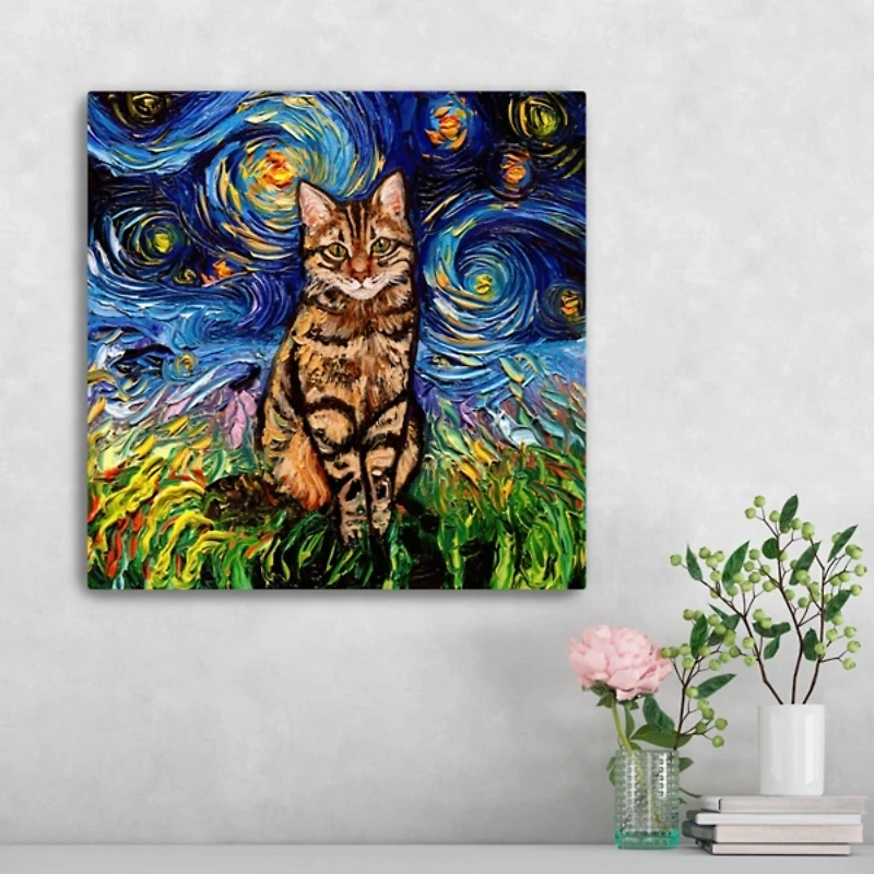 Aja Trier Brown Tabby Starry Night Canvas Print
