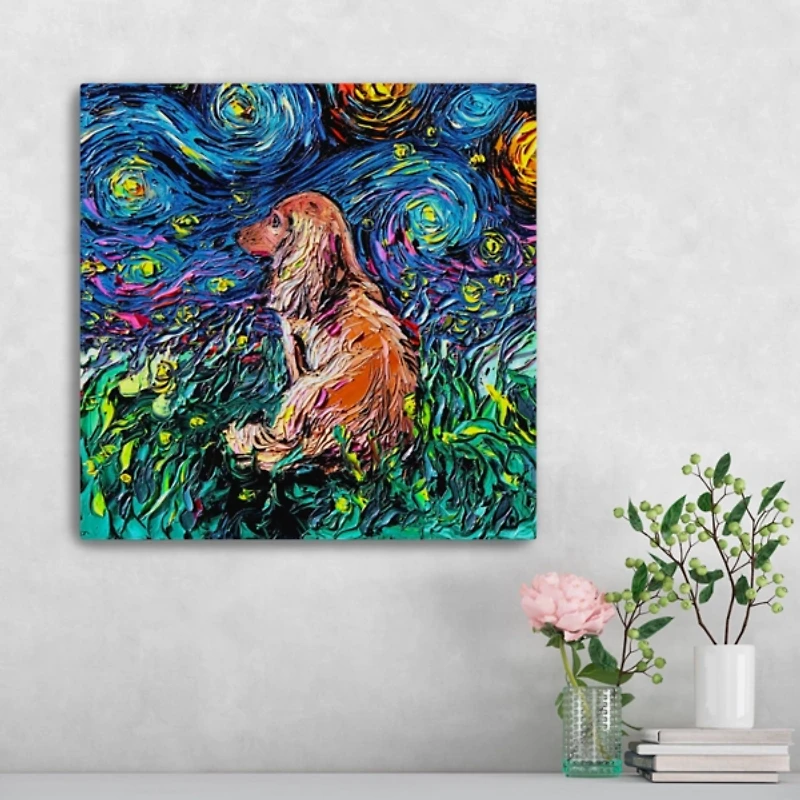 Aja Trier Dachshund III Starry Night Canvas Print
