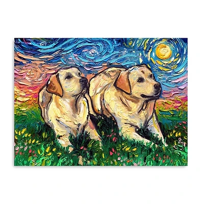 Aja Trier Yellow Labs Starry Night Canvas Print