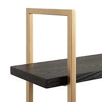 Black Wood and Gold Metal Leigh Wall Shelf