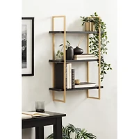 Black Wood and Gold Metal Leigh Wall Shelf