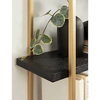 Black Wood and Gold Metal Leigh Wall Shelf