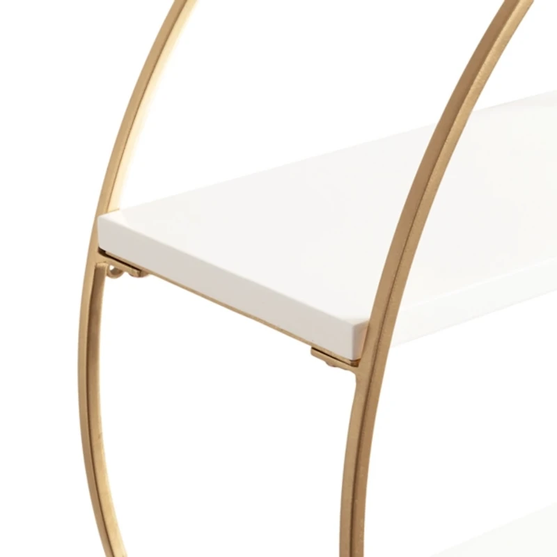 Round White Wood Sequoia Wall Shelf