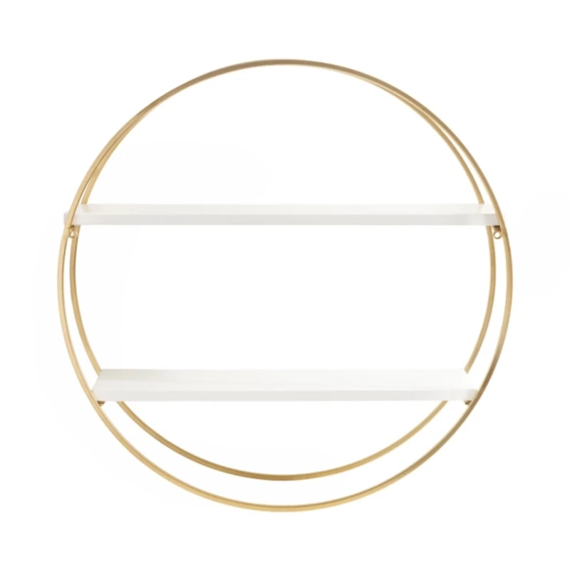 Round White Wood Sequoia Wall Shelf