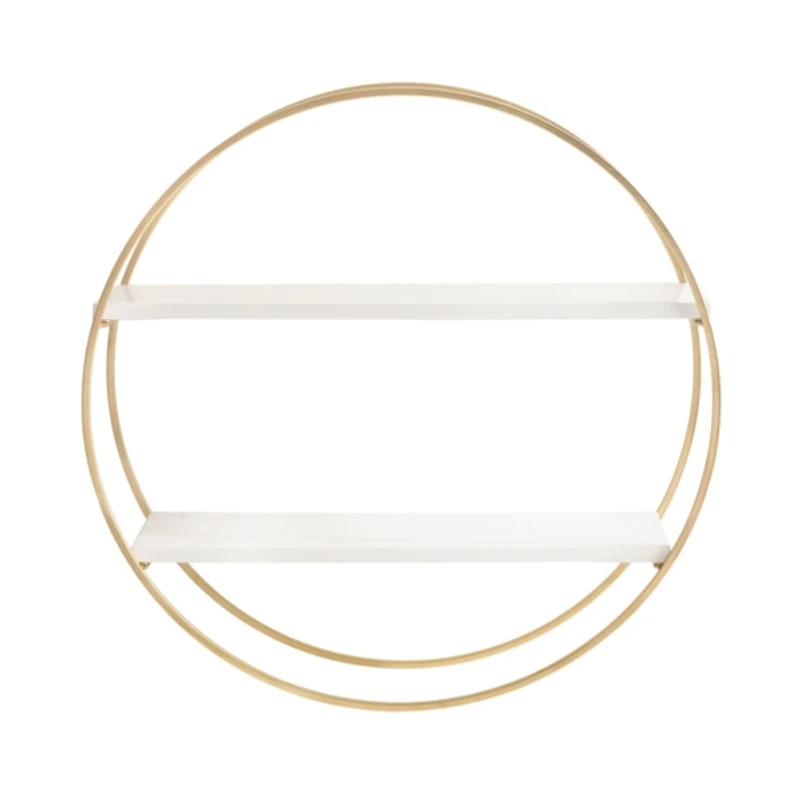 Round White Wood Sequoia Wall Shelf